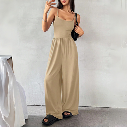 🌸 Spaghetti Strap Wide-Leg Jumpsuit with Pockets – Effortlessly Chic & Comfortable in One Step ✨💖