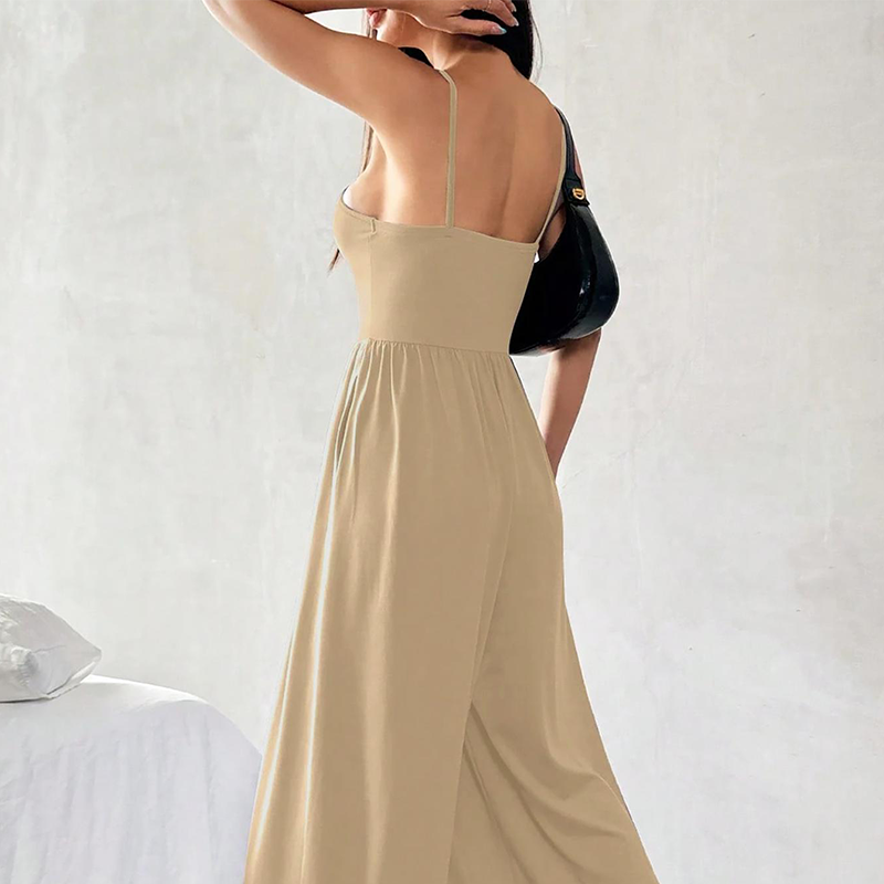 🌸 Spaghetti Strap Wide-Leg Jumpsuit with Pockets – Effortlessly Chic & Comfortable in One Step ✨💖