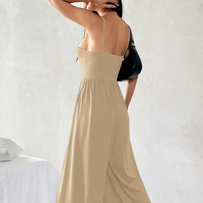 🌸 Spaghetti Strap Wide-Leg Jumpsuit with Pockets – Effortlessly Chic & Comfortable in One Step ✨💖