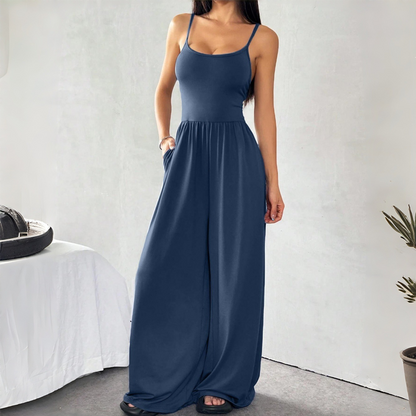 🌸 Spaghetti Strap Wide-Leg Jumpsuit with Pockets – Effortlessly Chic & Comfortable in One Step ✨💖