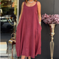 Women's Cotton Linen Cami Dress with Pockets