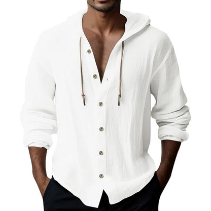 Men's Casual Solid Color Long Sleeve Hooded Top