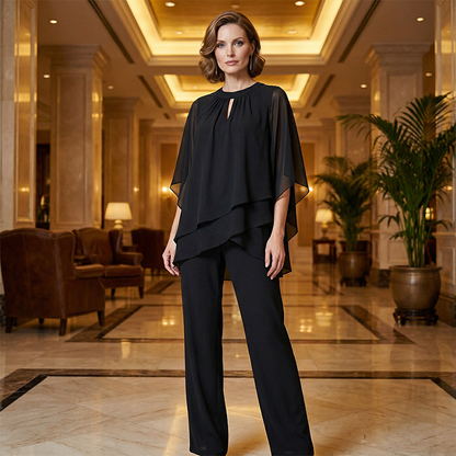 Elegant Asymmetrical Two-Piece Pant Set