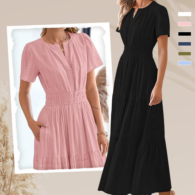 Women's Boho Chic Smocked Waist Maxi Dress