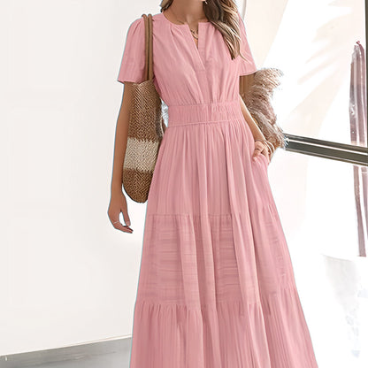 Women's Boho Chic Smocked Waist Maxi Dress