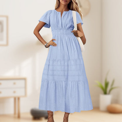 Women's Boho Chic Smocked Waist Maxi Dress