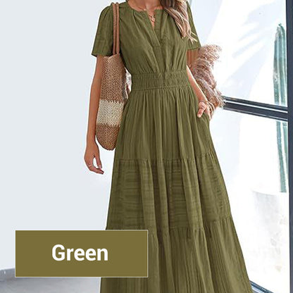 Women's Boho Chic Smocked Waist Maxi Dress