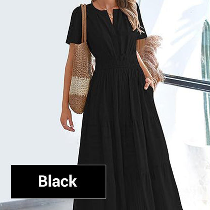 Women's Boho Chic Smocked Waist Maxi Dress