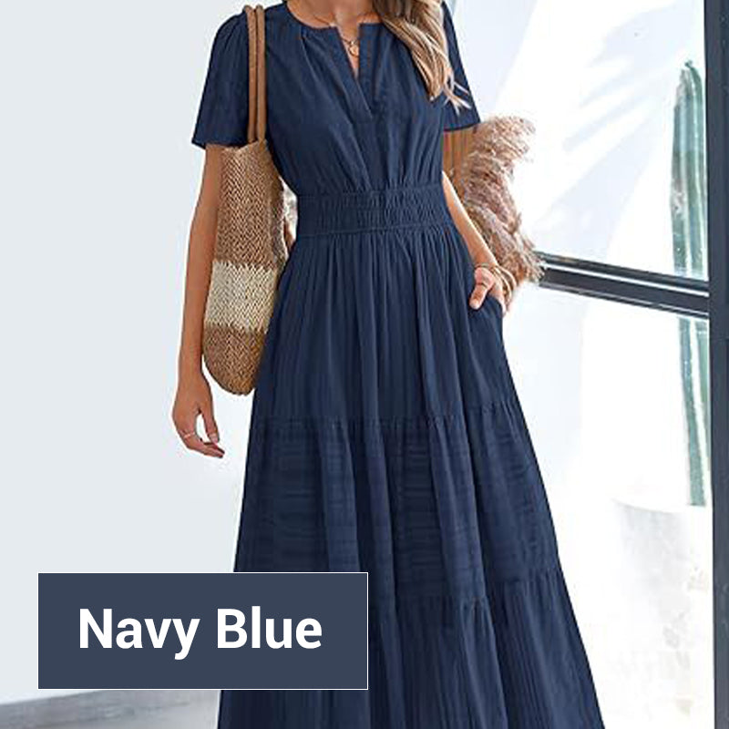 Women's Boho Chic Smocked Waist Maxi Dress