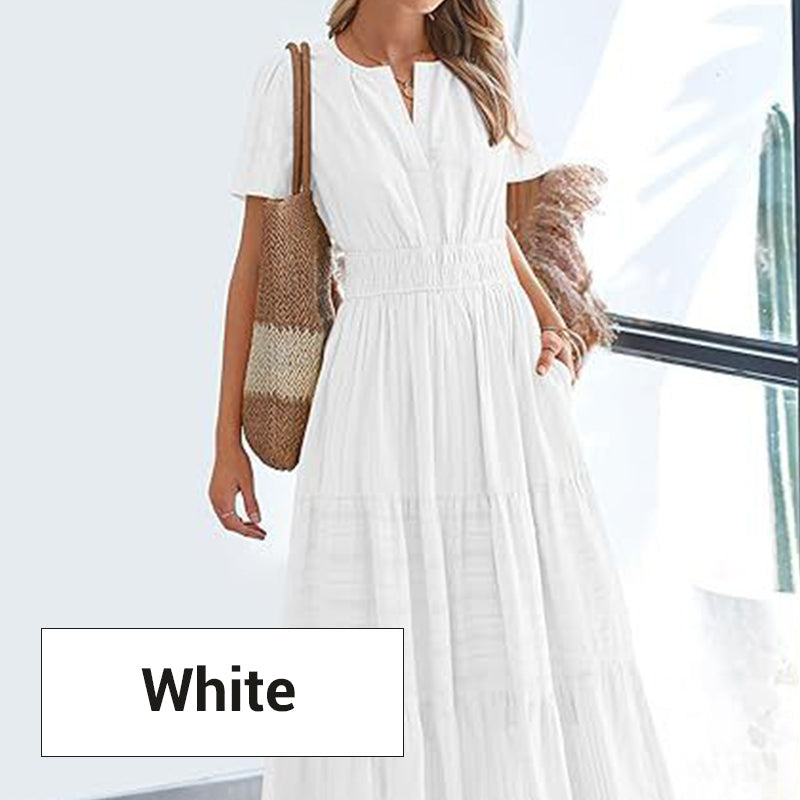 Women's Boho Chic Smocked Waist Maxi Dress