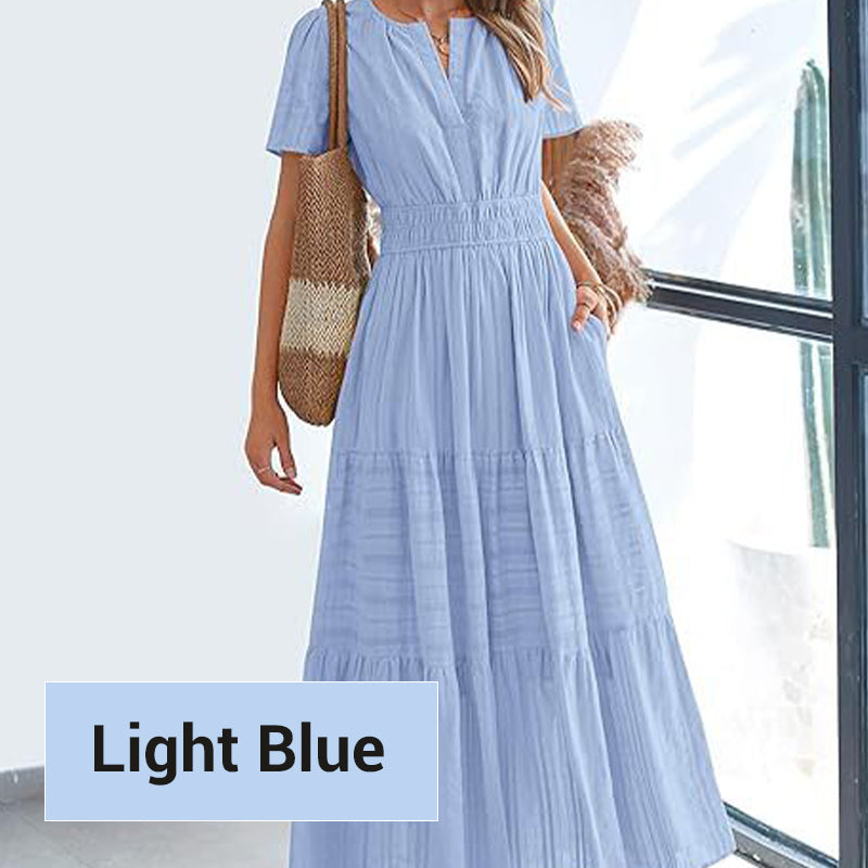 Women's Boho Chic Smocked Waist Maxi Dress