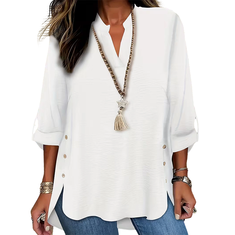 🔥 Hot Sale  🔥Casual Solid Color Button Side Slit Top