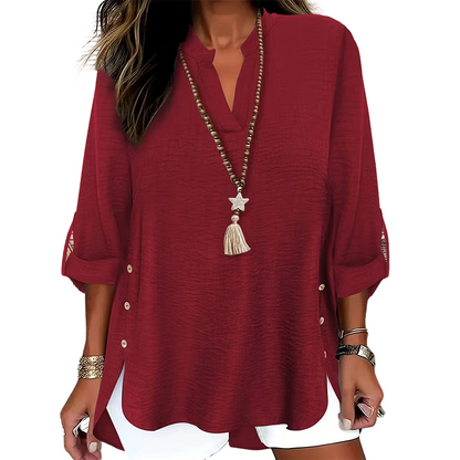 🔥 Hot Sale  🔥Casual Solid Color Button Side Slit Top