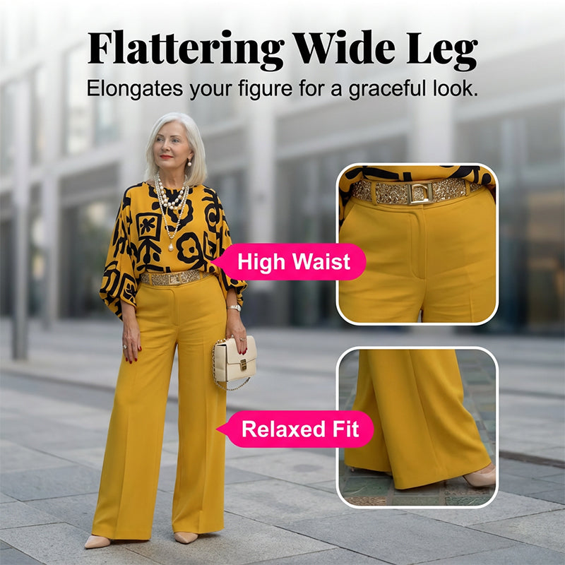 Women's Retro Graphic Print Top & Wide-Leg Pants Set
