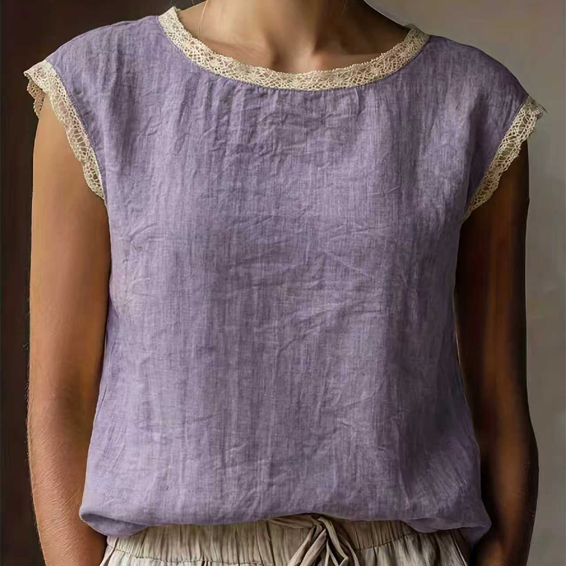 Women's Lace Trim Sleeveless Blouse
