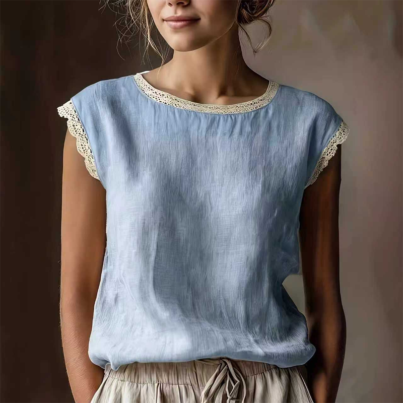 Women's Lace Trim Sleeveless Blouse