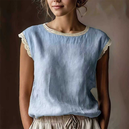 Women's Lace Trim Sleeveless Blouse