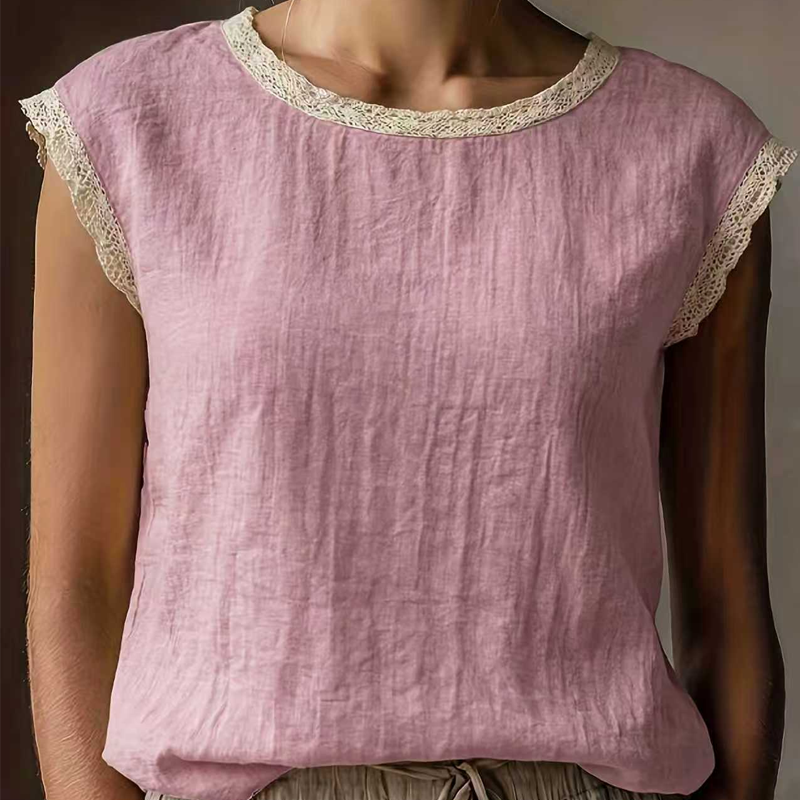 Women's Lace Trim Sleeveless Blouse