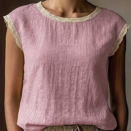 Women's Lace Trim Sleeveless Blouse