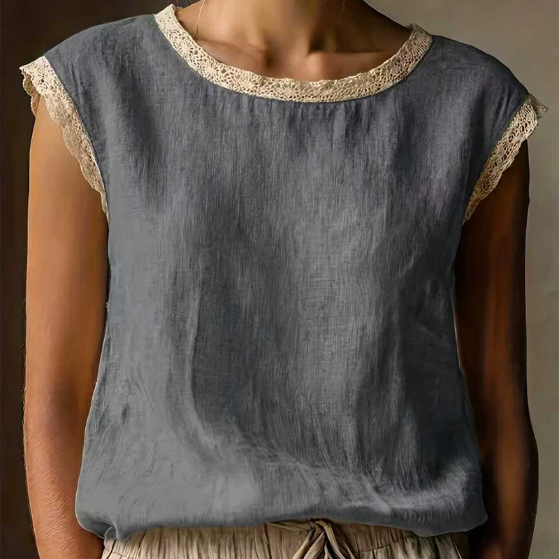 Women's Lace Trim Sleeveless Blouse