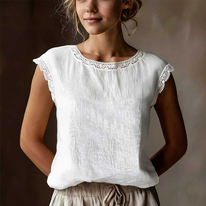 Women's Lace Trim Sleeveless Blouse