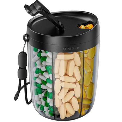 Pill Dispenser Bottle with 6 Compartments