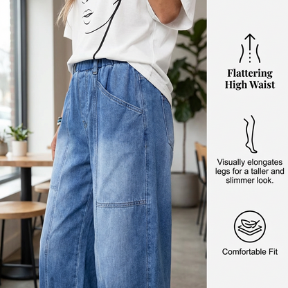 🔥Limited-time offer-Women’s Elastic Waist Loose Fit Cropped Jeans