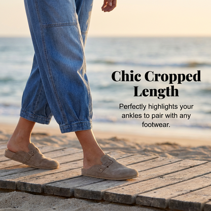 🔥Limited-time offer-Women’s Elastic Waist Loose Fit Cropped Jeans