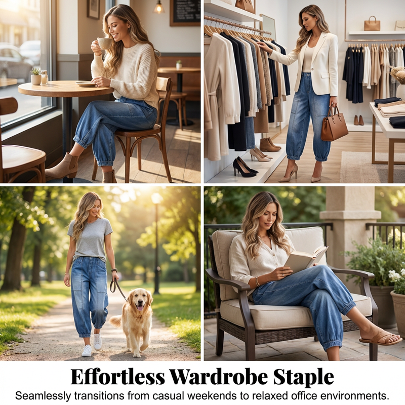 🔥Limited-time offer-Women’s Elastic Waist Loose Fit Cropped Jeans