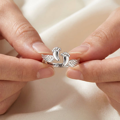 "Mommy of an Angel" Footprint Memorial Ring