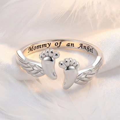 "Mommy of an Angel" Footprint Memorial Ring