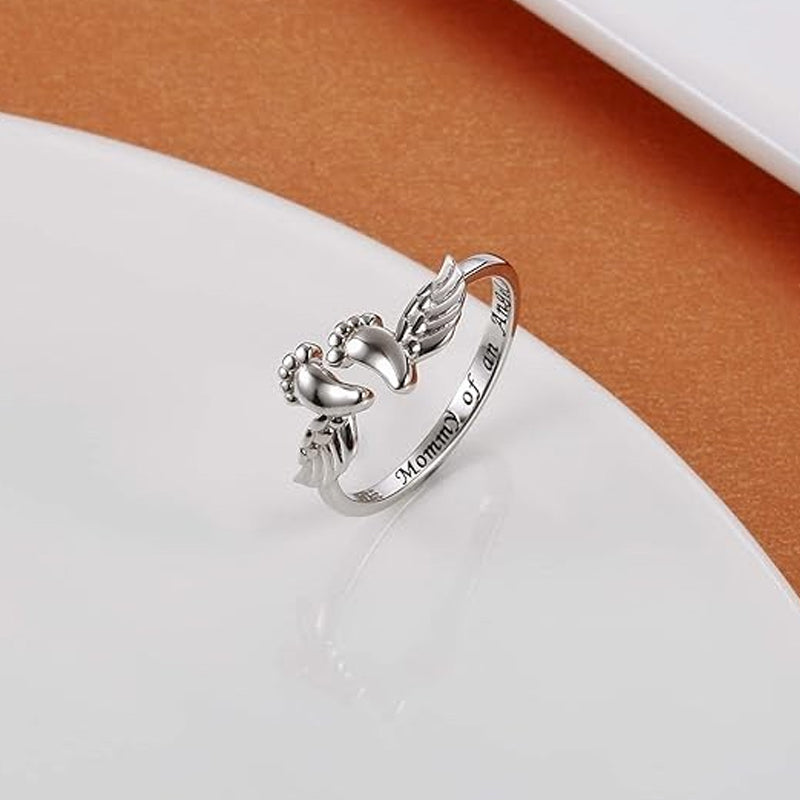 "Mommy of an Angel" Footprint Memorial Ring