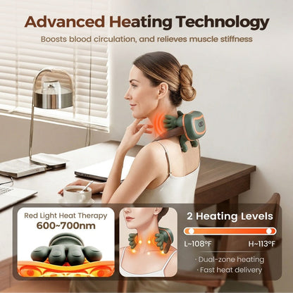 4D Wearable Neck and Shoulder Massager with Heat🔥 Enjoy a massage, burn fat, and relieve neck pain and tension ✨
