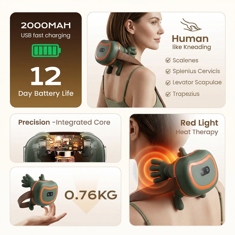 4D Wearable Neck and Shoulder Massager with Heat🔥 Enjoy a massage, burn fat, and relieve neck pain and tension ✨