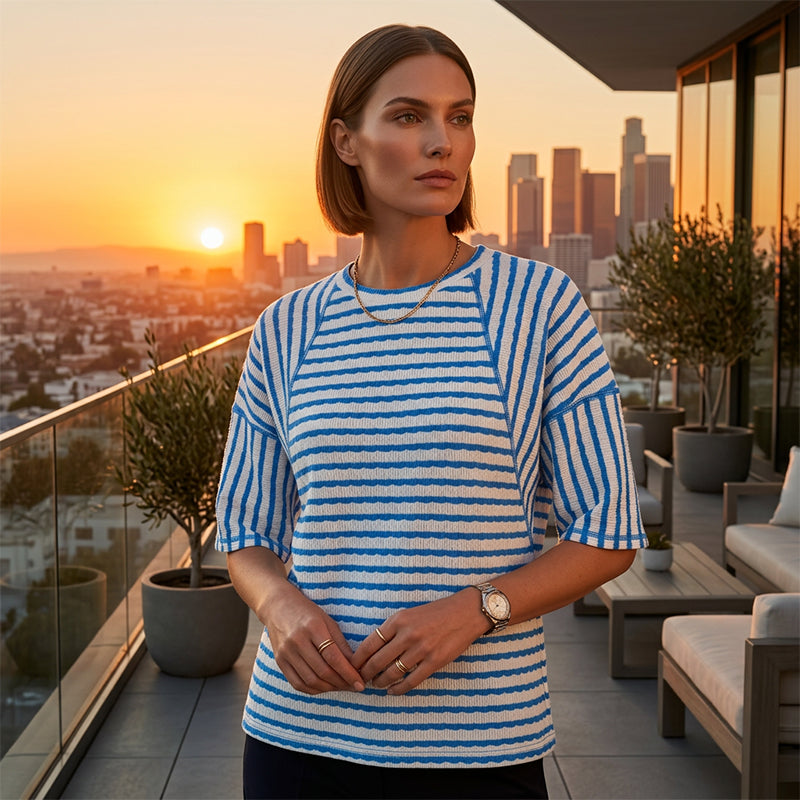 👕HOT SALE 49% OFF✨Women's Striped Relaxed Fit T-Shirt