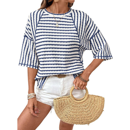 👕HOT SALE 49% OFF✨Women's Striped Relaxed Fit T-Shirt