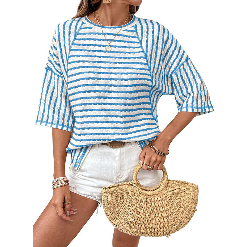 👕HOT SALE 49% OFF✨Women's Striped Relaxed Fit T-Shirt