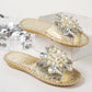 Women's Pearl & Rhinestone Embellished Slide Sandals