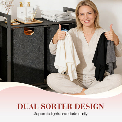 Dual Sorter Laundry Hamper with Storage Shelf