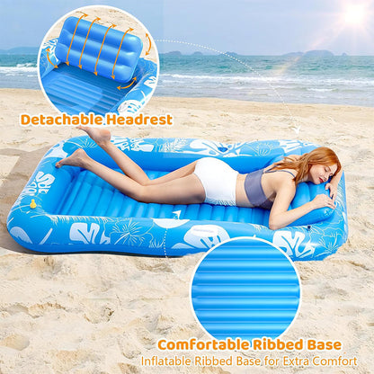 🥳2026 HOT SALE🥳💞50K+ SOLD!😎💦 50% OFF! Inflatable Tanning Pool Lounger – Smart spray cools you automatically. Detachable pillow, cup holders & safety handles. Holds 2 adults (350lb). Perfect for garden or beach! 🏖️🌞