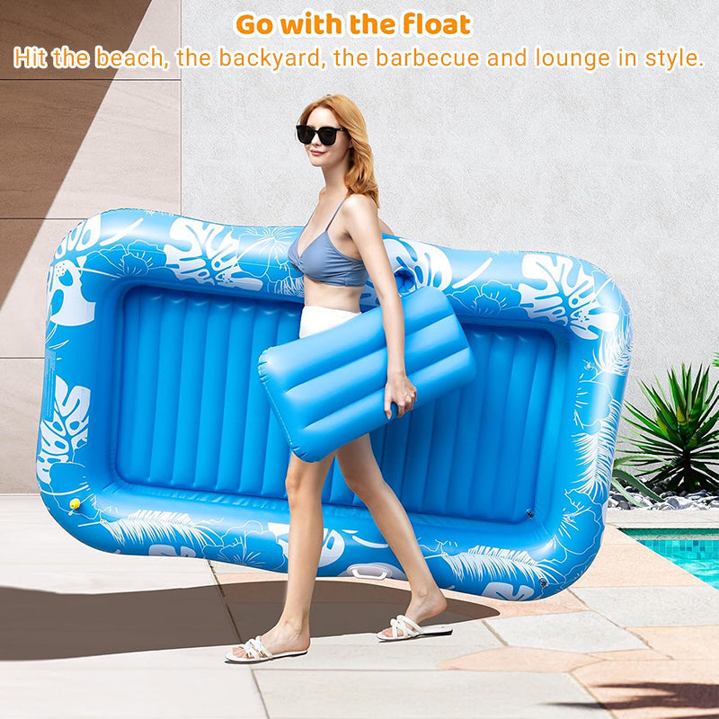 🥳2026 HOT SALE🥳💞50K+ SOLD!😎💦 50% OFF! Inflatable Tanning Pool Lounger – Smart spray cools you automatically. Detachable pillow, cup holders & safety handles. Holds 2 adults (350lb). Perfect for garden or beach! 🏖️🌞