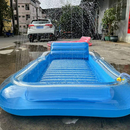🥳2026 HOT SALE🥳💞50K+ SOLD!😎💦 50% OFF! Inflatable Tanning Pool Lounger – Smart spray cools you automatically. Detachable pillow, cup holders & safety handles. Holds 2 adults (350lb). Perfect for garden or beach! 🏖️🌞
