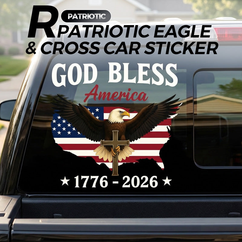 Patriotic Eagle & Cross Car Sticker