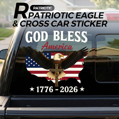 Patriotic Eagle & Cross Car Sticker