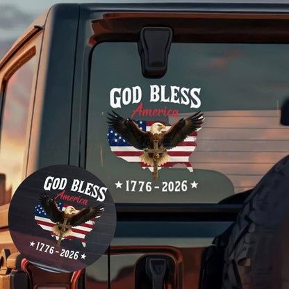 Patriotic Eagle & Cross Car Sticker