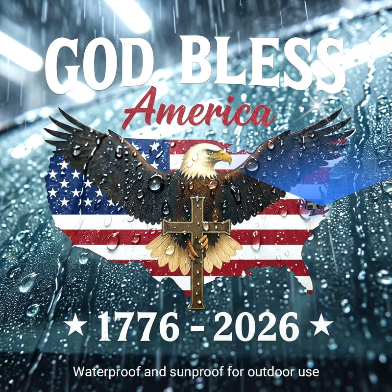 Patriotic Eagle & Cross Car Sticker