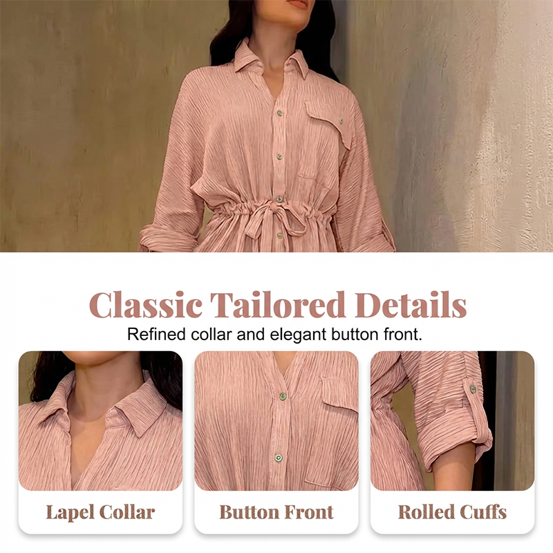 🎀 50% OFF NOW! 👖 Women's Drawstring Shirt & Wide-Leg Pants Set – Adjustable Waist, Flowy Trousers & Textured Fabric 🌿