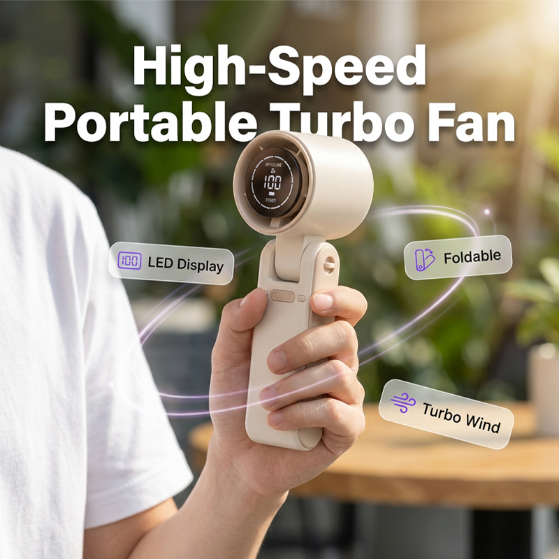 Portable Handheld Fan with LED Digital Display