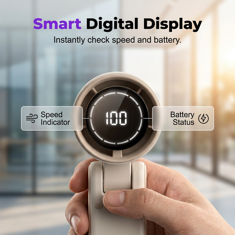 Portable Handheld Fan with LED Digital Display