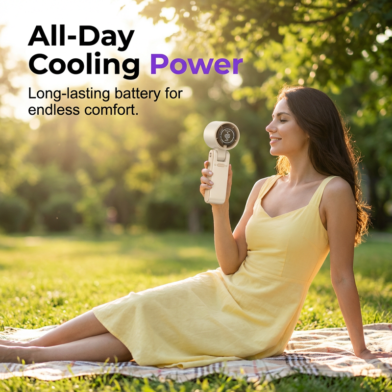 Portable Handheld Fan with LED Digital Display